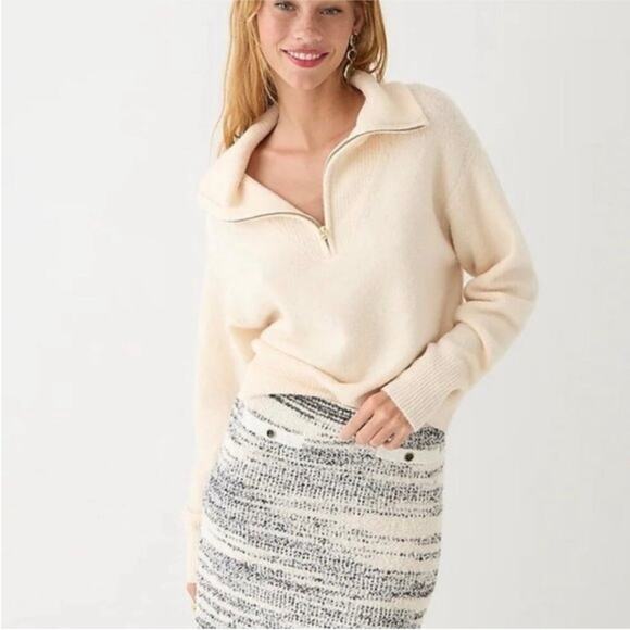 J. Crew | Women | Tan Merino Wool Alpaca Blend Quarter Zip Knit Sweater | Sz XS - Picture 12 of 12